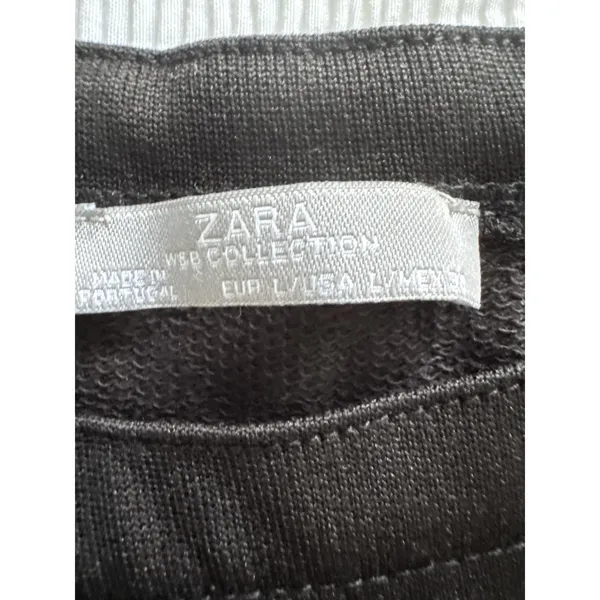 Zara Black Sweatshirt Sequins Beads Women's Large Long Sleeve Goth Holiday Glam - Image 2