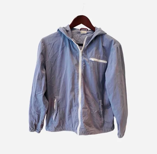 Brandy Melville John Galt Krissy Blue Windbreaker Jacket Hood S M L Lightweight - Image 4