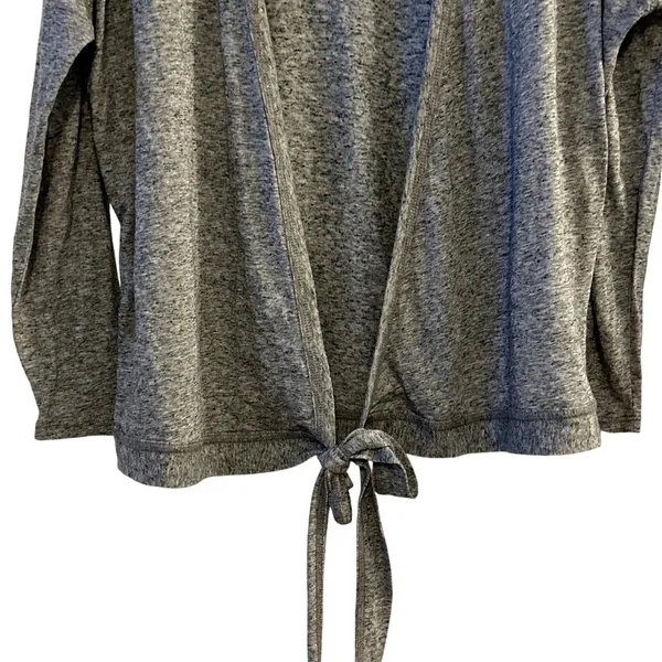 J Crew Grey Heathered Wrap Cardigan Tie Front Sweater Top S‎ Linen Blend - Image 3