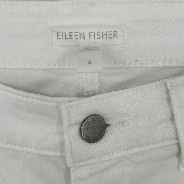 Eileen Fisher White Organic Cotton Straight Leg Jeans Size 6‎ Minimalist READ - Image 3