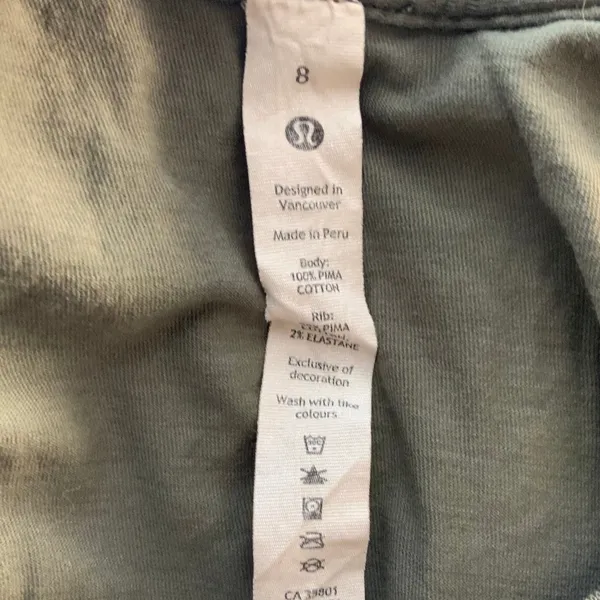 Lululemon Pima‎ Cotton Long Sleeve Olive Green shirt size 8 - Image 3