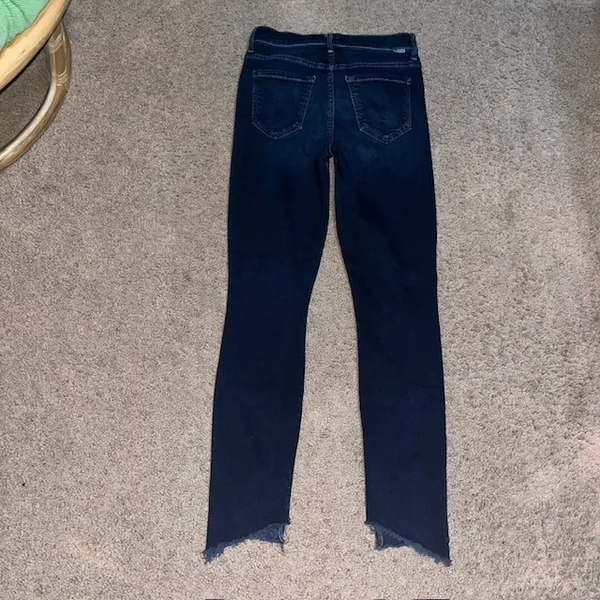 MOTHER The Stunner Zip Two Step Fray‎ Skinny Jeans Last Call Dark Wash 25 - Image 7