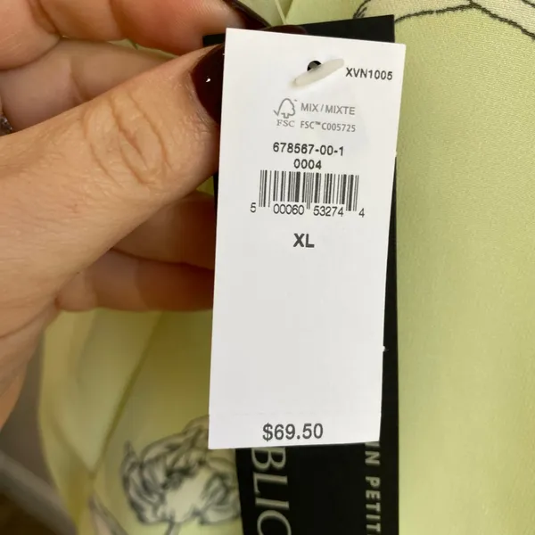 Banana Republic V-Neck Peplum Career Blouse in a Creamy Floral Yellow Sz‎ XL - Image 9