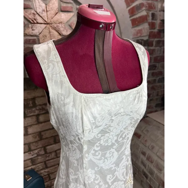 dress bodycon cream satin square neck 1990s - Image 5