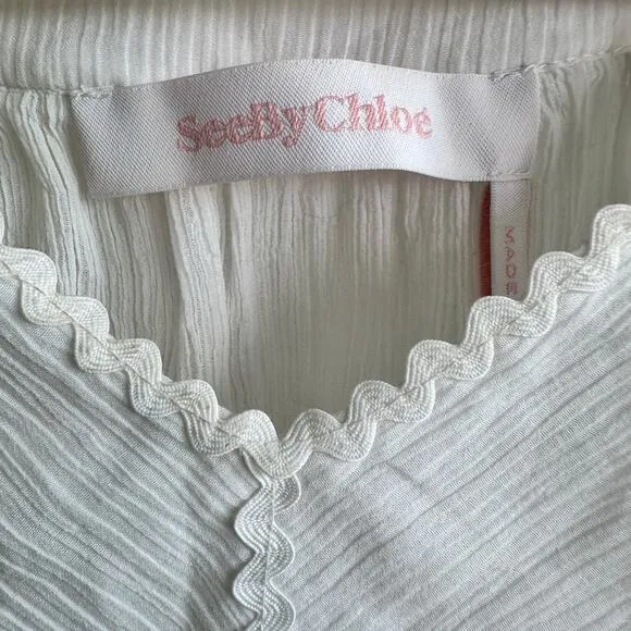 See By Chloe blouse M georgette chiffon crystal white‎ top - Image 3