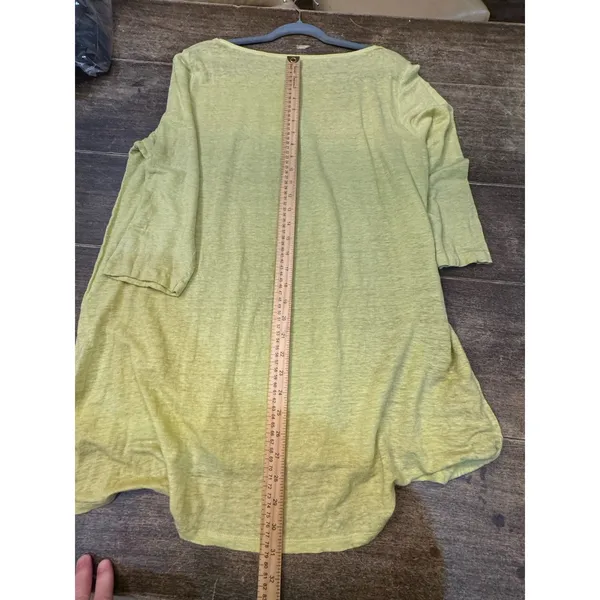 Eileen Fisher Women's Large Chartreuse Pullover Blouse Tunic‎ Lagenlook Linen - Image 7