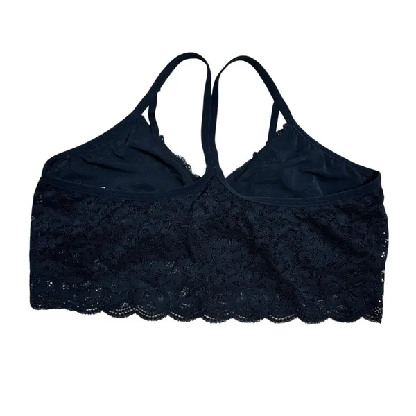 Aerie Black Lace Bralette with Velvet Trim Straps Womens L - Image 7