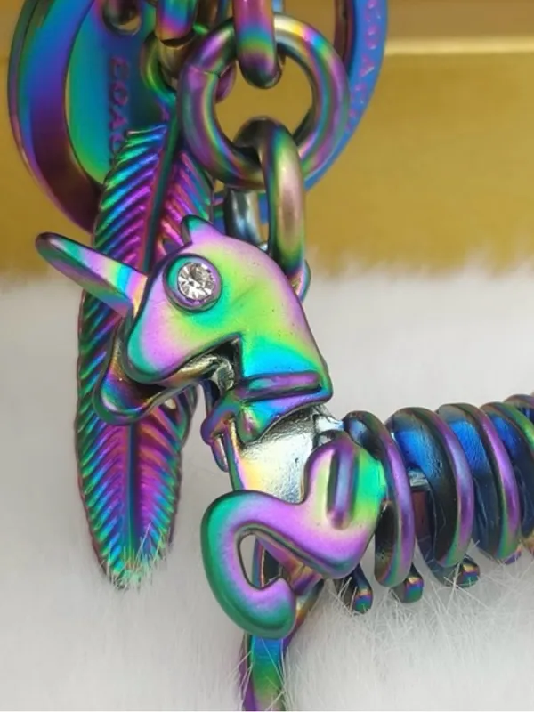 Coach, 3D, oil slick, Iridescent Unicorn, Keychain/fob RARE! - Image 4
