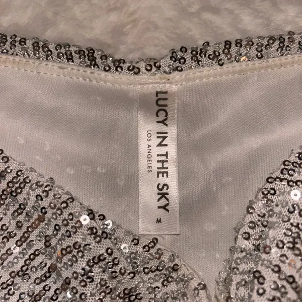 Lucy in the sky Silver Sequin Mini Skirt - Image 2