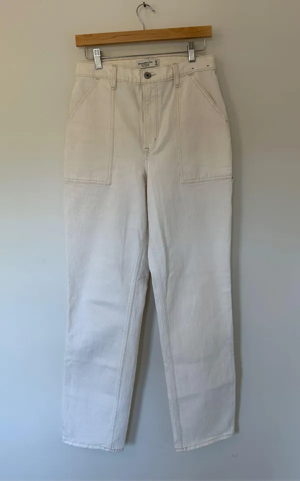 Abercrombie & Fitch The 90s Ultra High Rise Carpenter Jean White - Image 8