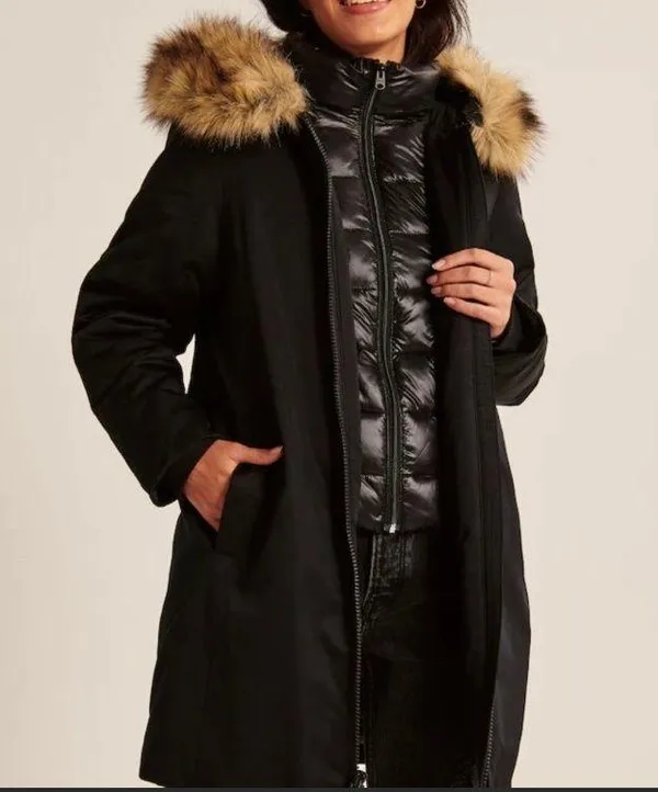 NWT black hooded tech parka - Image 2
