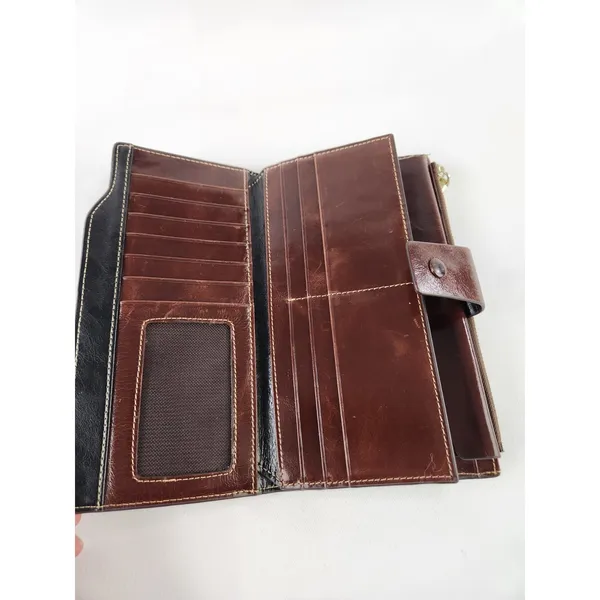 Twenty Card Slots ID Leather Brown Full Size‎ Wallet Coins Money Zipper Holder - Image 2