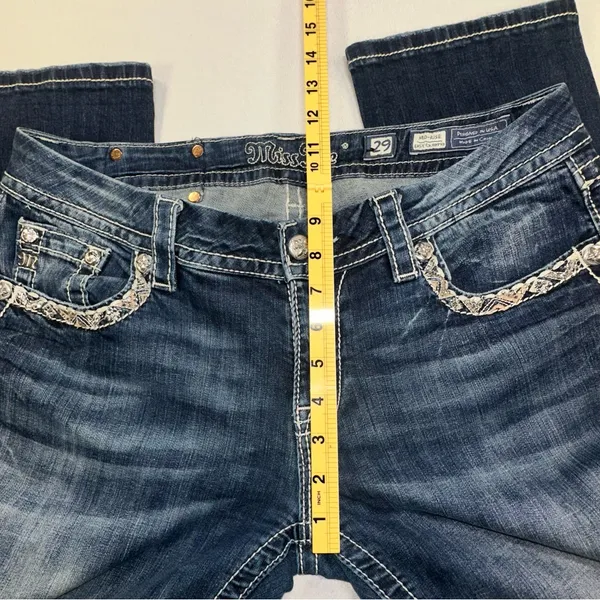 Miss Me Easy Cropped Jeans Women's 29 Dark Blue Stretch Denim Mid-Rise - Image 11
