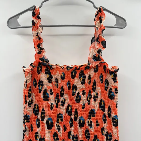 RTR Waverly‎ Grey Sally Cheetah Leopard Print Orange Multicolor Mini Dress Sz M - Image 5