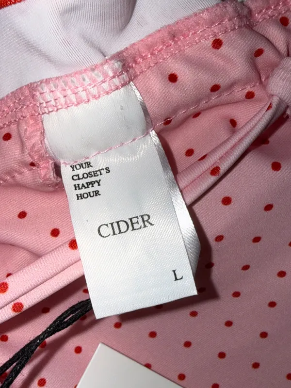 CIDER Pink Polka Dot Ruffle Triangle Bikini Large NWT COQUETTE GIRLY FEMININE - Image 13