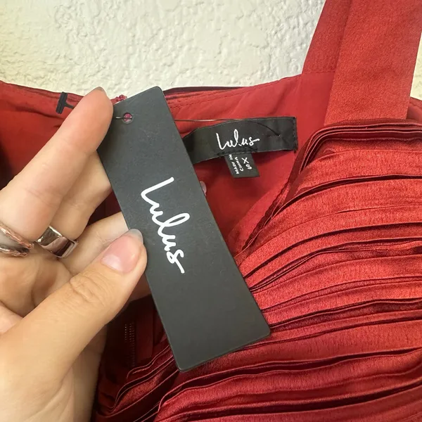 Lulus Gorgeous Purpose Satin Pleated Sleeveless Bow Maxi Dress Red Size XS NWT - Image 6