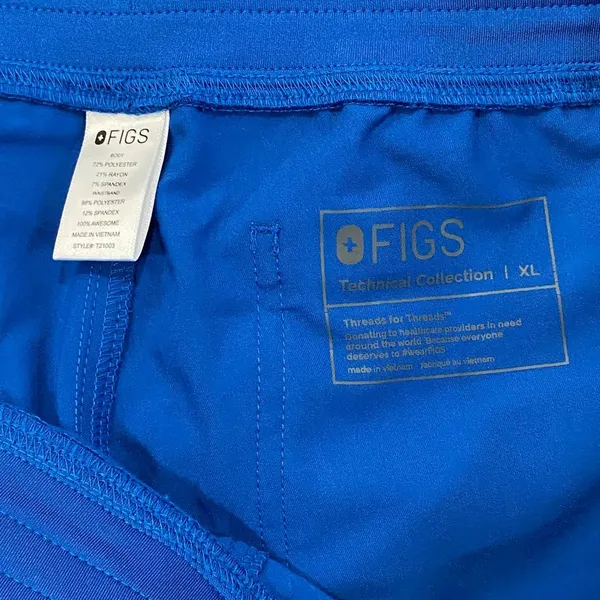 FIGS Technical Collection XL Royal Blue Straight Leg Scrub Pants Drawstring - Image 6