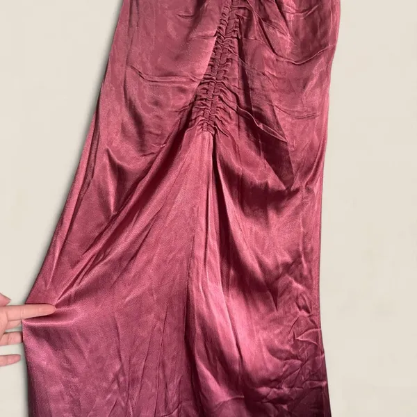 ASTR The Label Toledo Ruched Halter Midi Dress Mauve Satin Romantic - Image 6