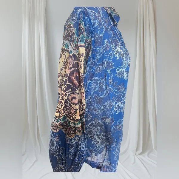 Free people Rose bud paisley print Point Collar Neck .Long Sleeve Blouse - Image 8