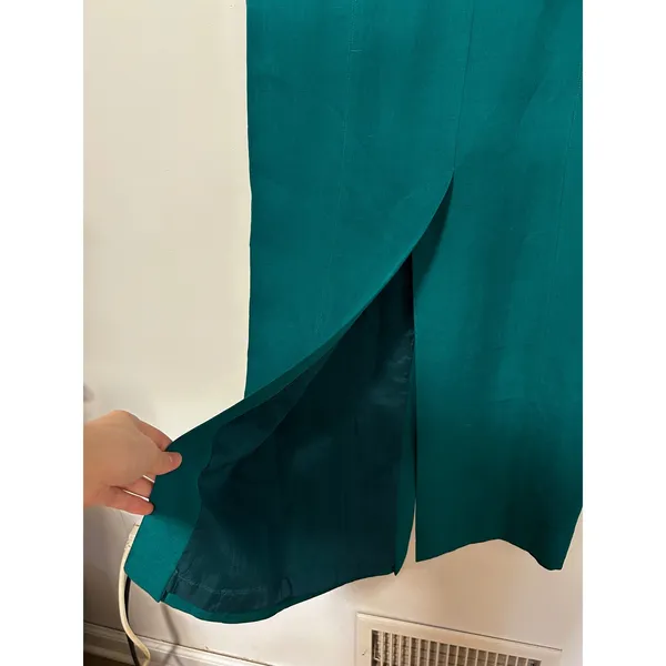 Dana Buchman Silk Teal Green Mandarin Collar Sheath Midi Dress Size 6 32820212 - Image 6