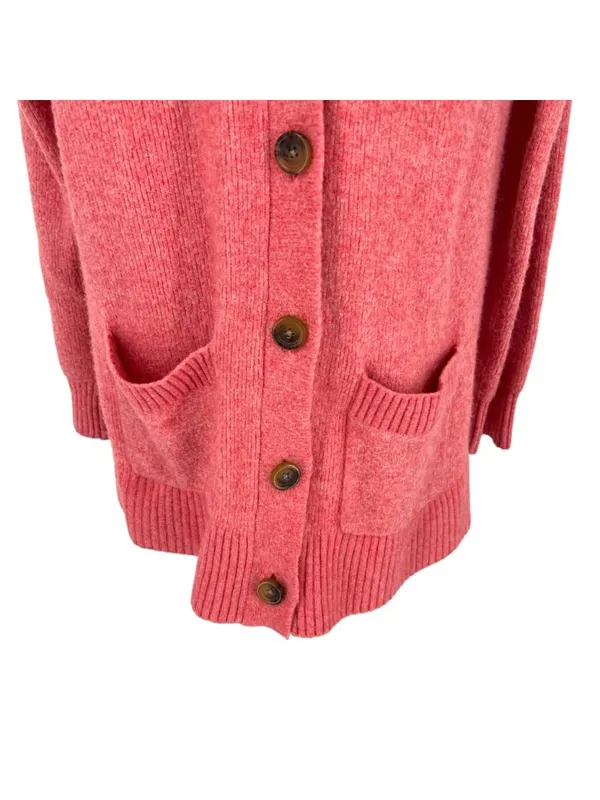 J. Crew Long Cardigan Sweater Pockets Pink Heather Preppy Cozy Size Medium - Image 10