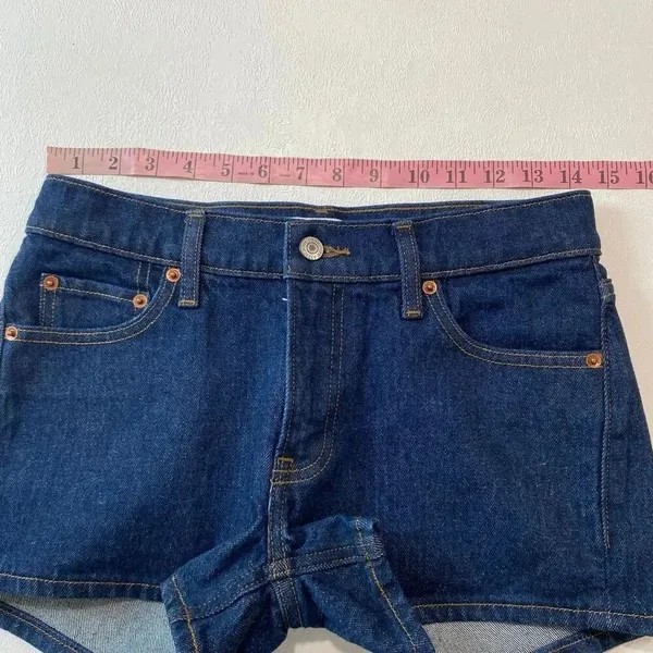 Abercrombie & Fitch Low Rise Mini Denim Shorts Size 25 Dark Wash Y2K - Image 5