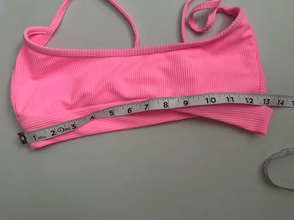 Frankie's Bikinis Hot Neon Pink Ribbed Gavin Bralette Bikini Top Adjustable Straps - Image 3