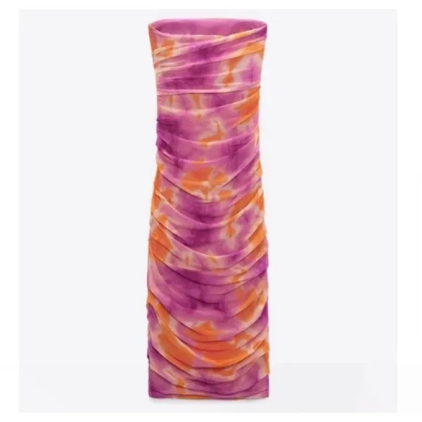 Zara Print Dress‎ With Tulle Medium New with tags - Image 9