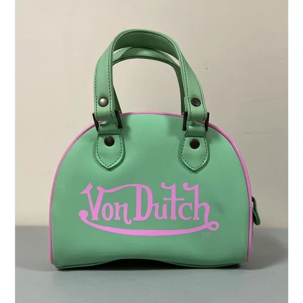Von Dutch Mint Green Pink Mini Bowling Bag Purse Handbag Pocketbook Satchel 💚🩷 - Image 5