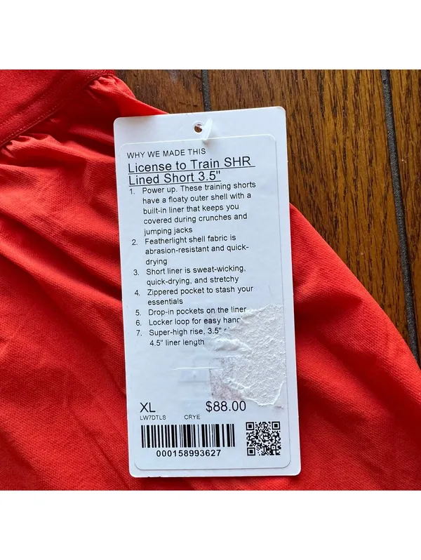 Lululemon License to Train Super High Rise Short 3.5" Cherry Ember XL/12 NWT - Image 7