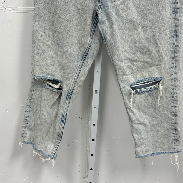 Mango MNG Denim Mom Jeans Light Acid Wash Distressed Button Fly‎ Sz 6 Streetwear - Image 4