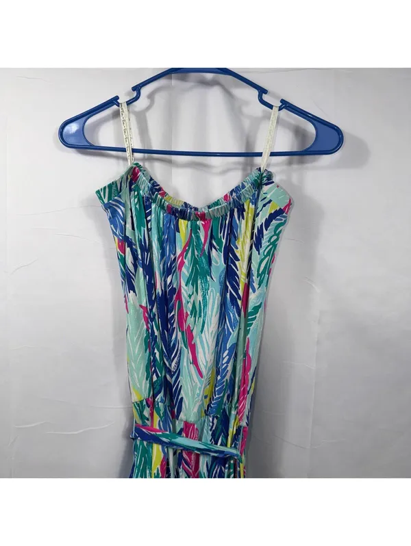 Lilly Pulitzer Multicolor Feather Print Sleeveless Romper Women’s Medium - Image 8