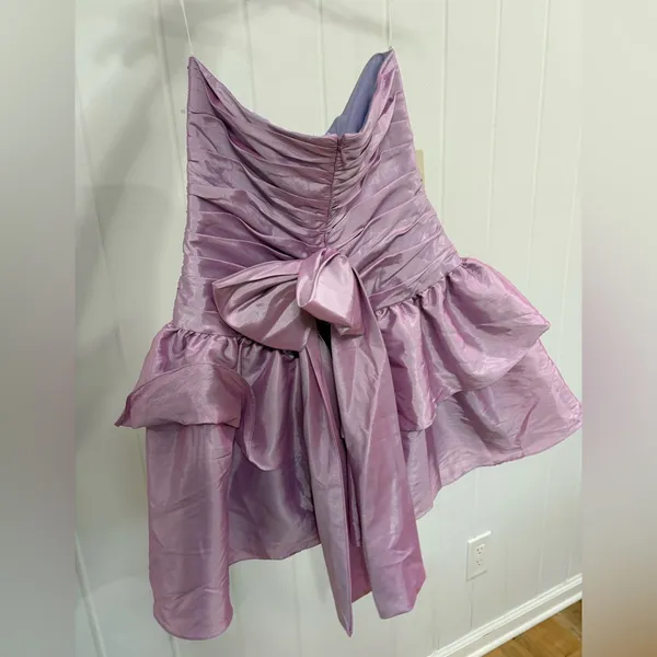 A-line Strapless Cutout Ruffle Taffeta Homecoming Dress with Pleats - Image 7