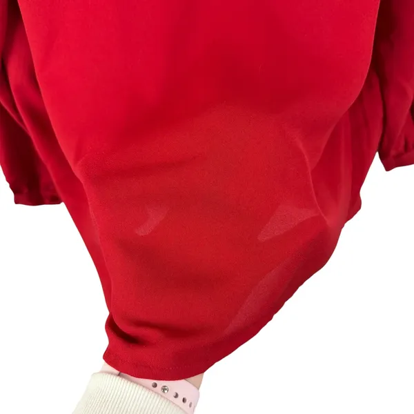 Woman Within Red Floral Embellished Beaded‎ Button Front Shirt Size 18/20 - Image 4