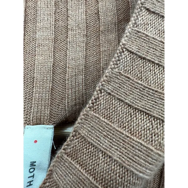Moth Anthropologie Women Medium‎ Tan Brown Ribbed High Neck Sleeveless Sweater - Image 6