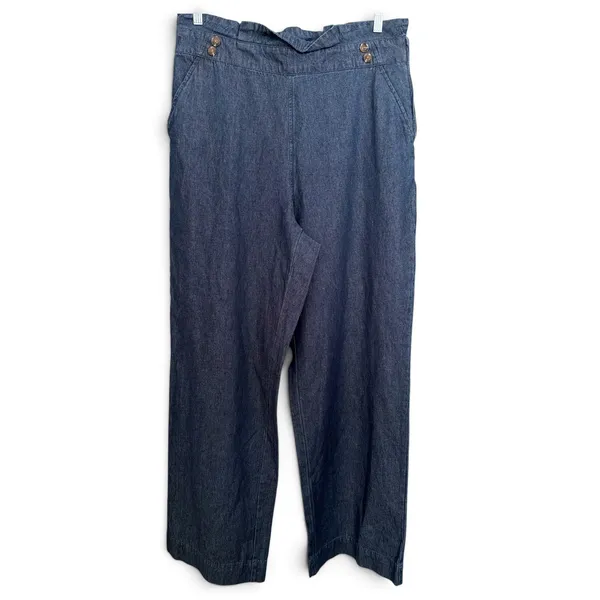 Who What Wear Womens 16 Dark Wash Denim High Rise Wide Leg Crop Pants NWT - Image 4