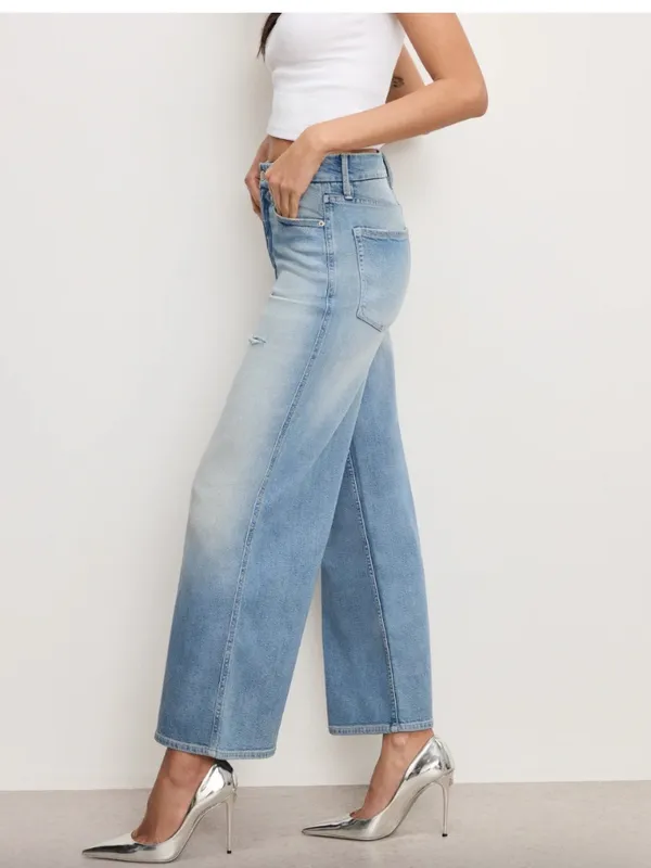 NWT Good American Good Skate Wide Cropped Jeans | High Rise Wide Leg Denim - Image 3