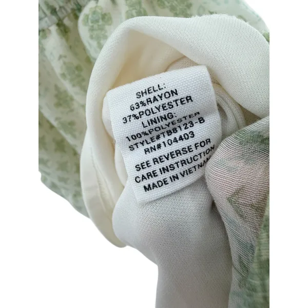 MINE Smocked Puff Sleeve Mini Dress Green‎ White Floral M Milkmaid Cottage Girly - Image 5