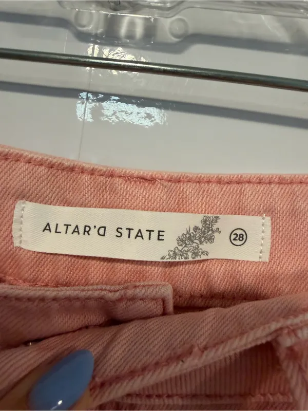 NWT‎ Altar’d State Pink Peach Distressed Straight-Leg Jeans - Image 2