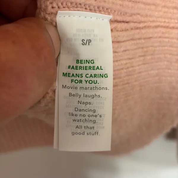Aerie Womens Pink Cable Knit Raglan Sleeve Crew Neck Pullover Sweater Small‎ - Image 5