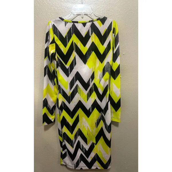 Gianni Bini Geometric‎ Dress, White, Black and Yellow Party Cocktail Bodycon Dress - Image 3