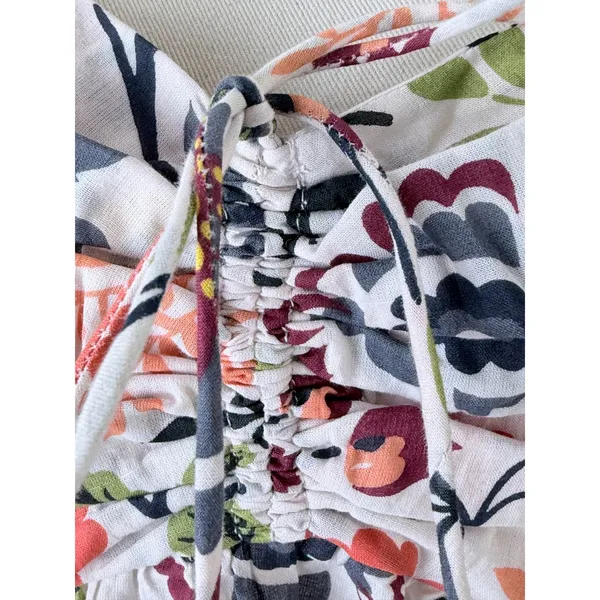 Velvet by Graham & Spencer‎ Floral Cotton Puff Sleeve Blouse White Multi Size M - Image 9