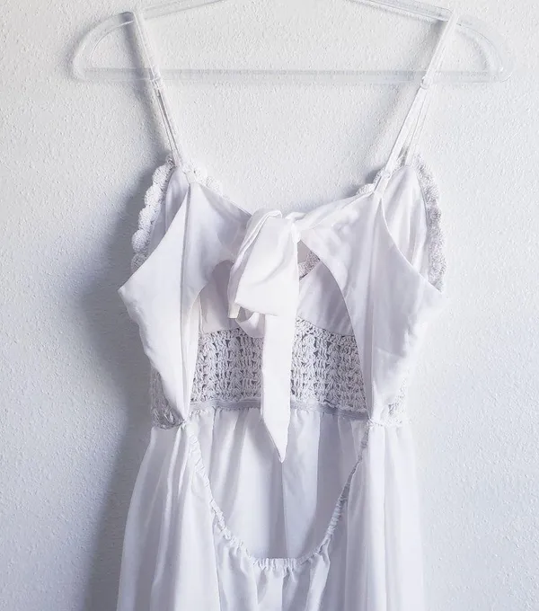 Free People Crochet Ruffle Mini Bohemian Dress - Image 6