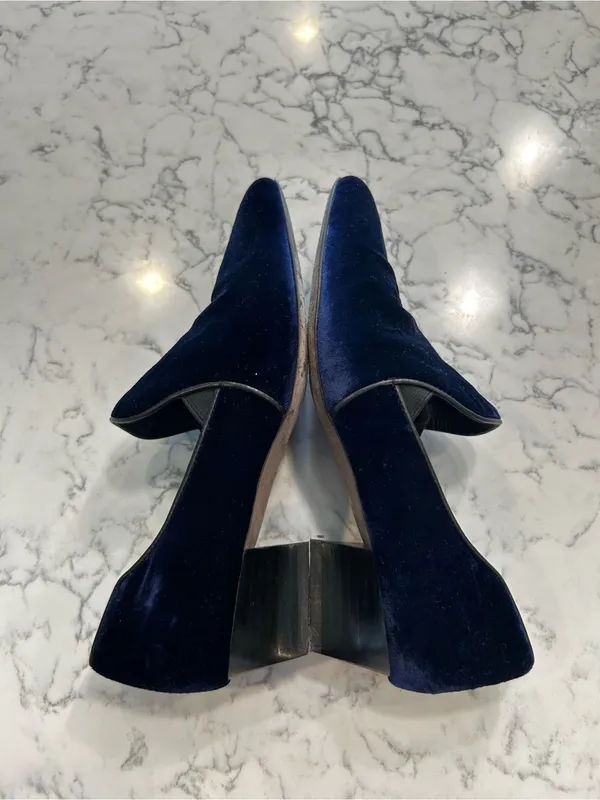 Rebecca Minkoff Navy Blue‎ Velvet Low Heel Loafers Size 7 - Image 3