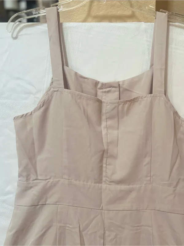 Wide Leg Jumpsuit/Overalls in Beige with pockets. - Image 8