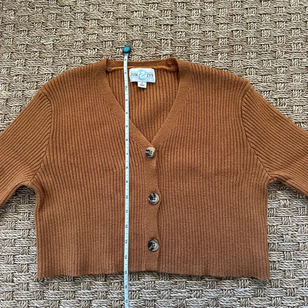 jun & ivy sweater Cropped Cardigan Juniors Small Camel - Image 5