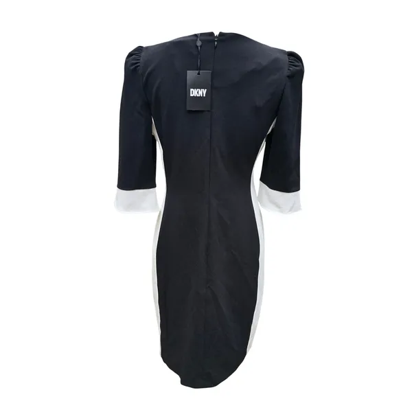 DKNY NWT -1233 Black Ivory Colorblock Sheath Dress 3/4‎ Bell Sleeve Size 8 - Image 11