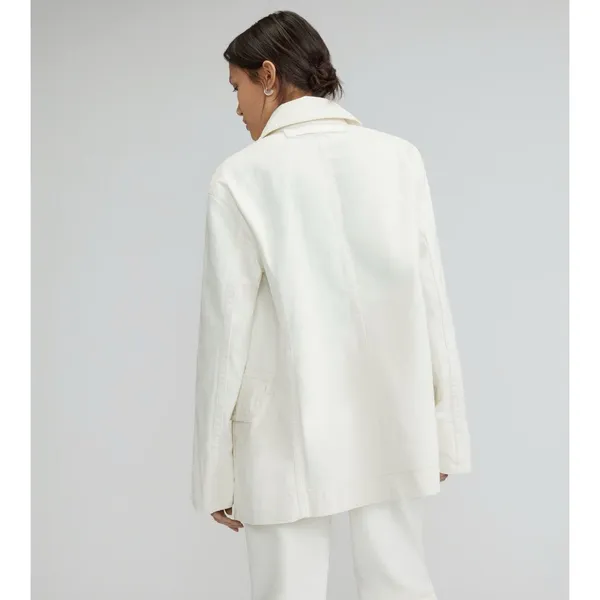 Everlane Women’s The Organic Cotton Herringbone Jacket Bone Size S Small Relaxed - Image 2