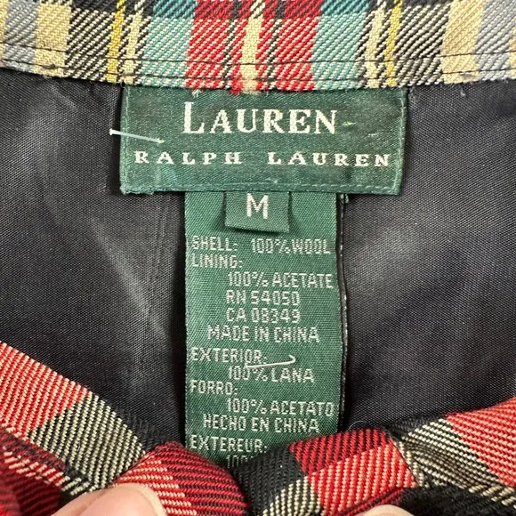 Lauren‎ Ralph Lauren Women's Wool Plaid Button Down Shirt Red Black LRL Logo - Image 7