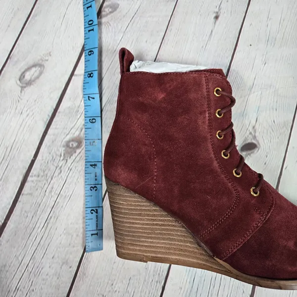 Diba Blake Suede Bootie Burgundy Lace Up Wedge Ankle Boots Women Size 8.5‎ - Image 11